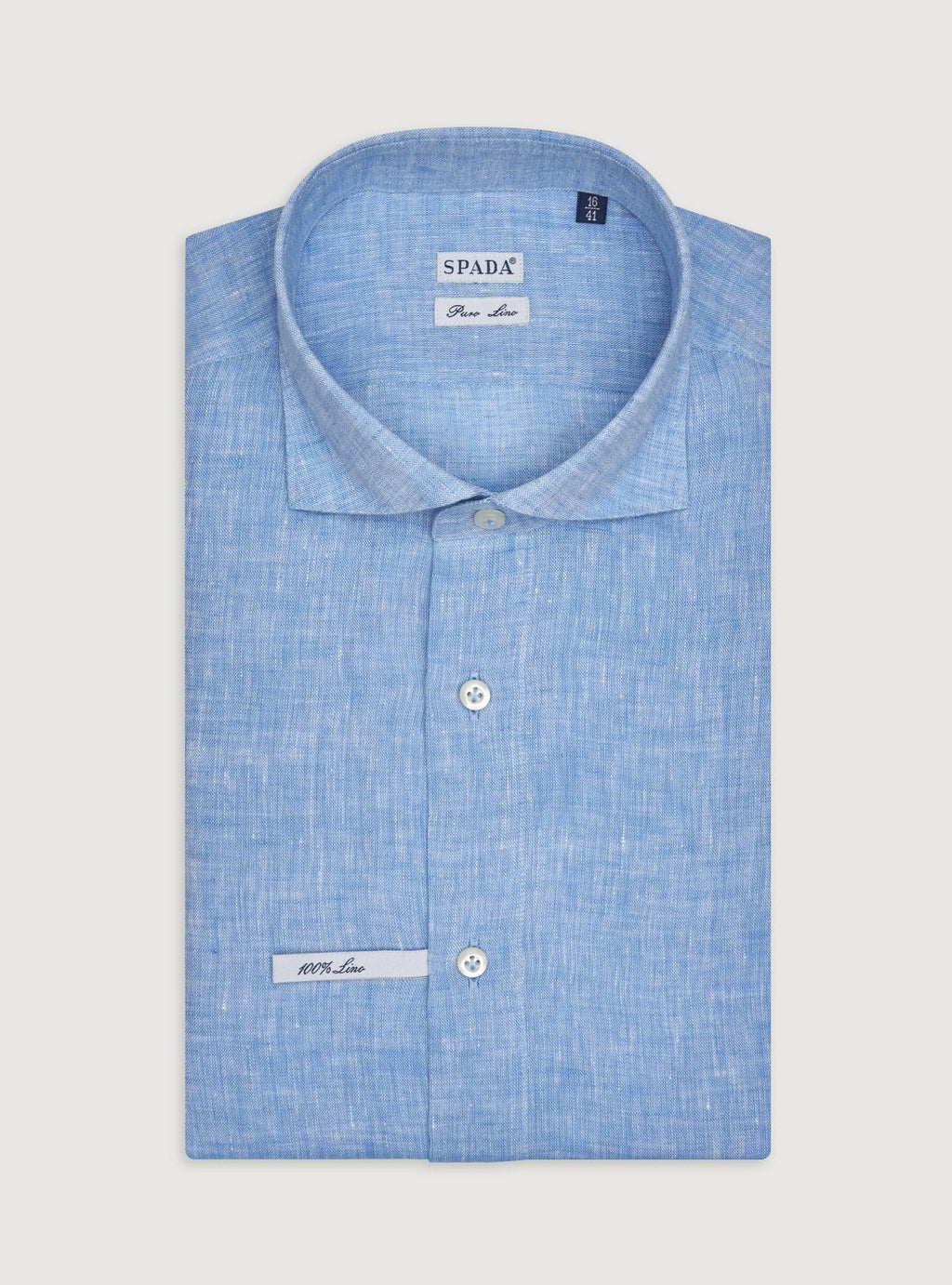 Camicia collo francese in lino tinta unita