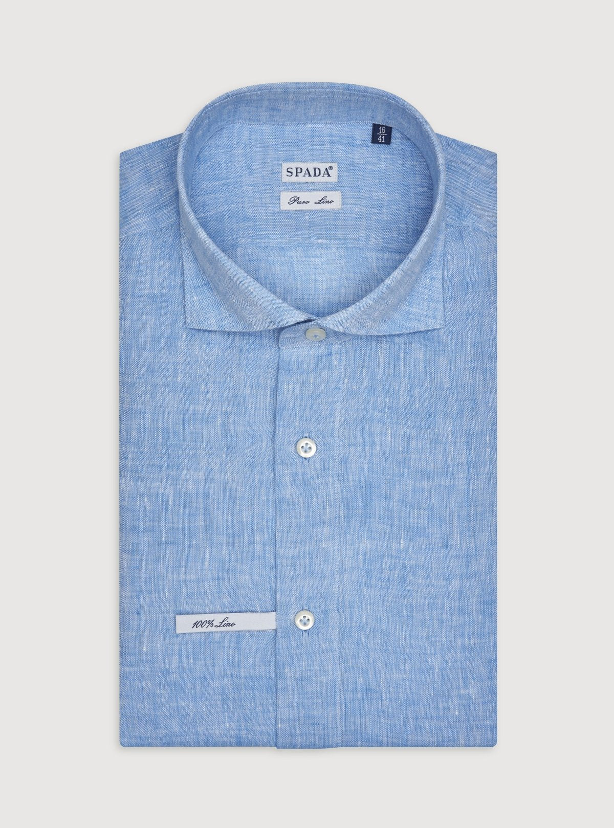 Camicia collo francese in lino tinta unita