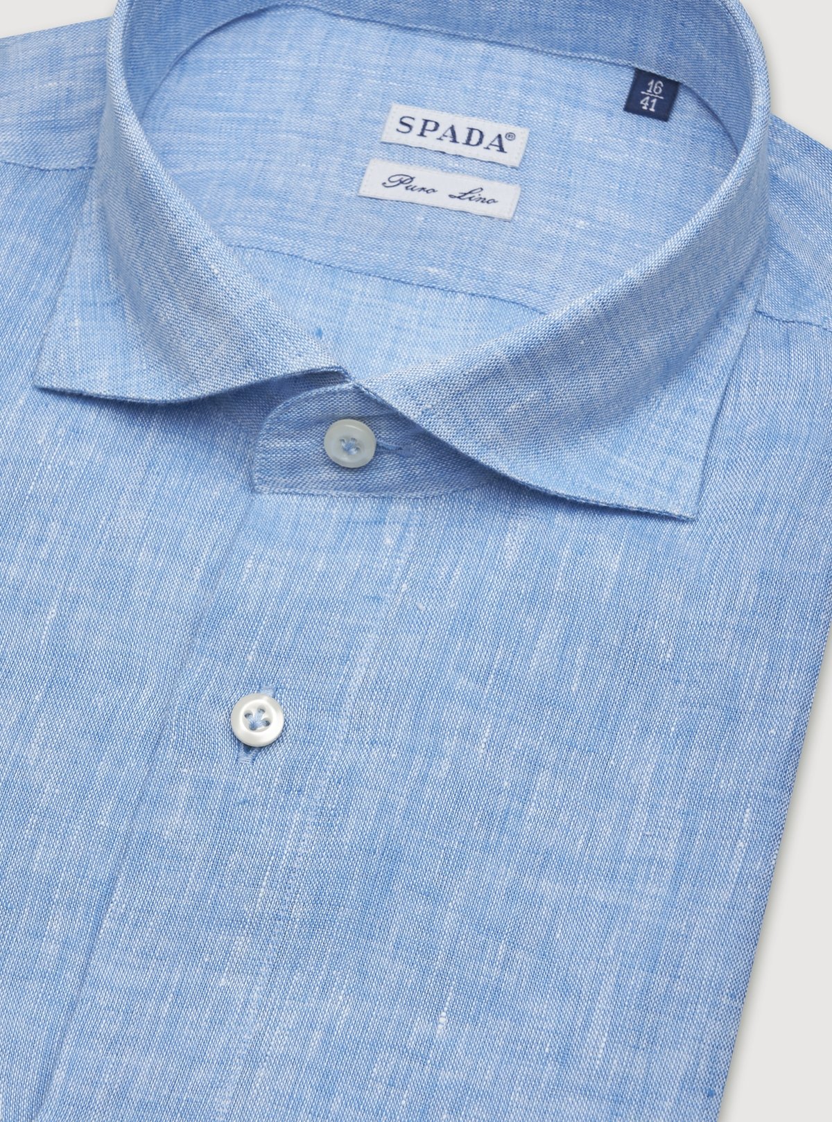 Camicia collo francese in lino tinta unita